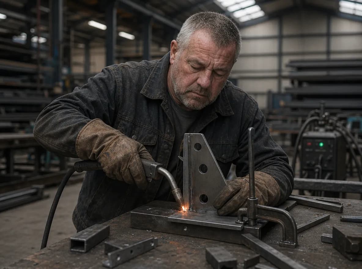 Vakman aan het werk in de productiehal